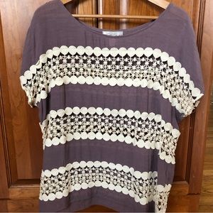 Trinity Dusty Purple Over Top with Cream Crochet Like Panels - Sz Large